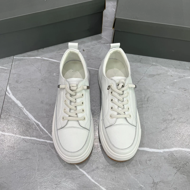 Withered Solid Color Simple Casual Sneaker Shoes Fashion Women's Shoes Girls Geuine Leather Soft Shoes Women