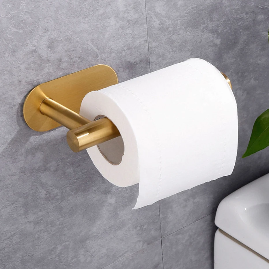Stainless Steel Toilet Roll Paper Holder Self-Adhesive Bathroom Punch-Free Towel Rack Wall Mount Toilet Tissue Accessories paper towel holder toilet paper holder toilet paper rack toilet roll holder paper towel rack tissue holder