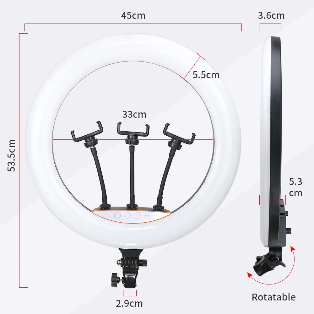  Anillo de luz LED de 21 pulgadas con soporte de trípode, anillo  de luz grande para selfie con panel táctil para grabación de video de   Vlog, retrato de estudio de