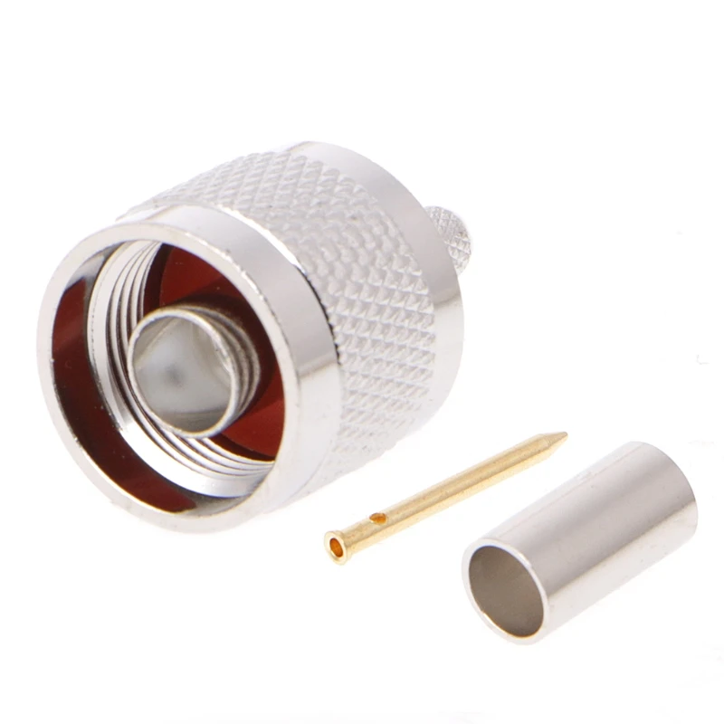 N 수 플러그 크림프 동축 케이블 스트레이트 커넥터, RG58, RG142, LMR195, RG400, 10 개