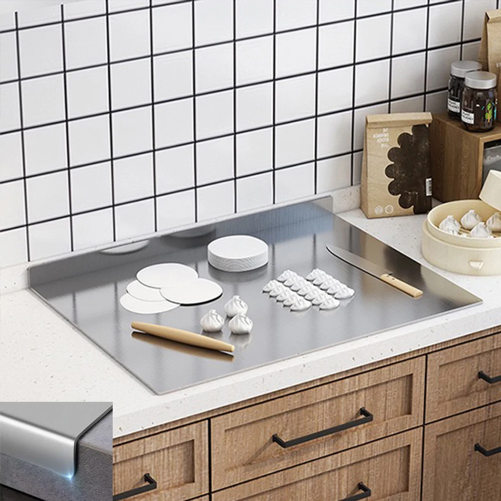 L-Shaped Stainless Steel Chopping Board – Large Double-Sided 3