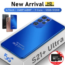 S21+Ultra Smartphone 5G Cell Phone Global Version 6.7 Inch HD Screen 12+512GB Celular 24MP+48MP Unlocked Android Mobilephone