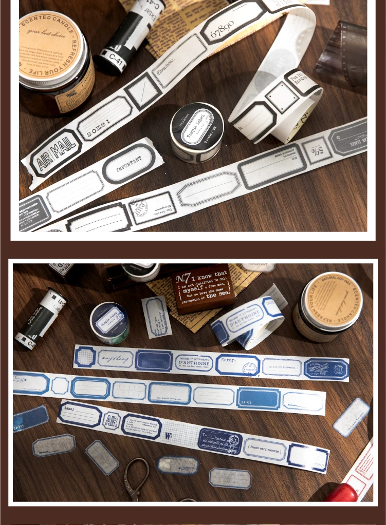 25mm x 2m Retro Simple Label Washi Sticker Tape Roll, Aesthetic Decorative Masking Tape... - SKU WSTR2006 - UGI Packaging