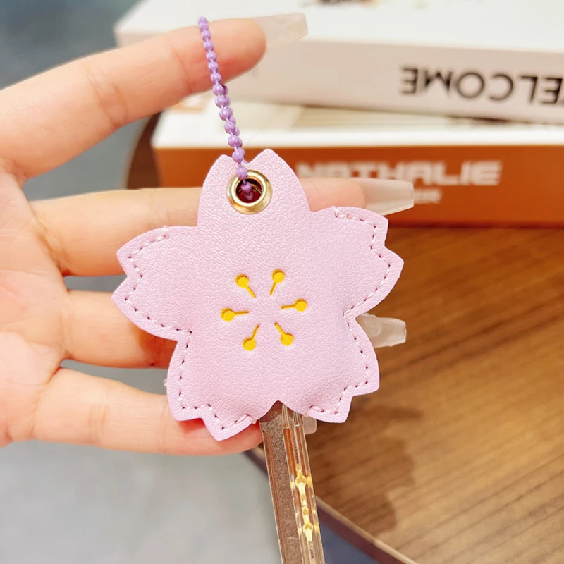 Flower Cartoon Mini Key Case Cute Leather Water Drop Access Control Card PU Protective Case Unique Design Kawaii Key Cover New