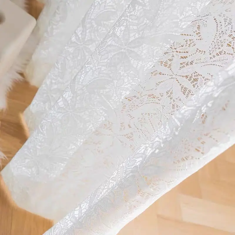 2023 New Curtains for  Living Room Gauze Tulle Curtain White Lace Sheer Balcony Bay Window White Semi-shading Screen Bedroom