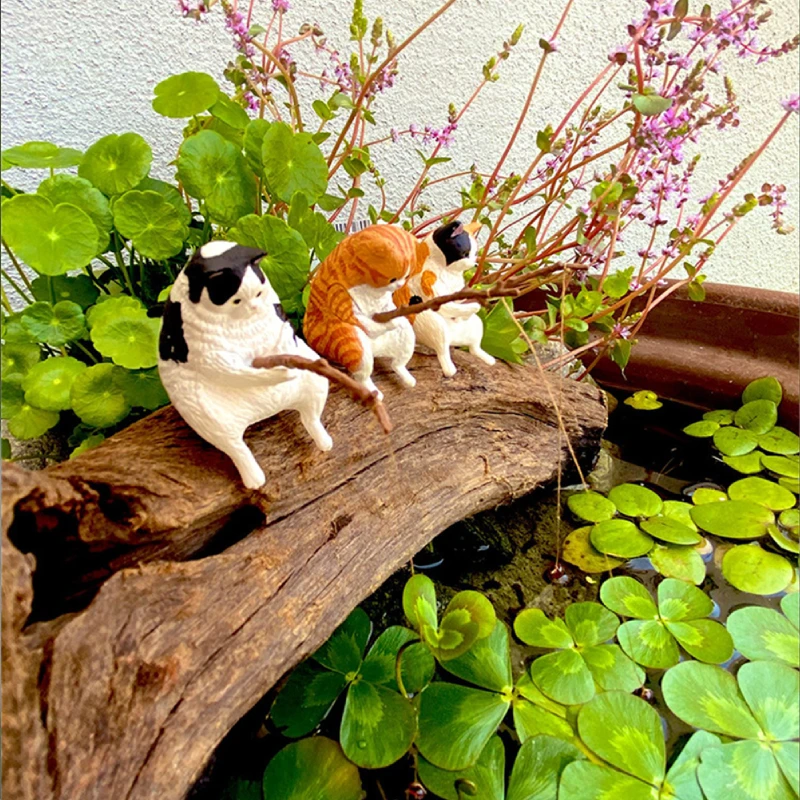 Creative Aquarium Decoration 8 Style Small Fishing Cat Aquarium Accessories Landscaping Ornament Fish Tank Accessories DIY