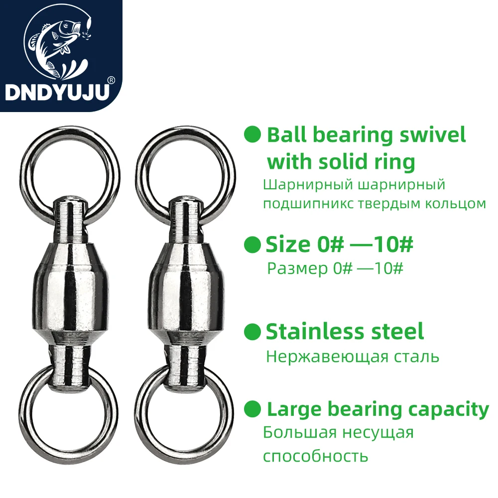 Dndyuju 10pcs Ball Bearing Swivels Fishing Connector High Strength