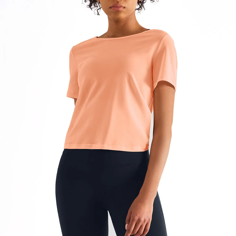 Sport T Shirt Women Backless Short Sleeve Casual Training Workout Top Outdoor Running Exercise Yoga