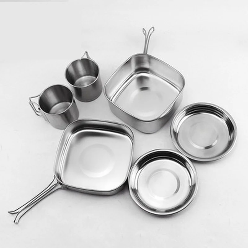 Description Picture 3 of itemFoldable Stainless Steel Pot Cookware Set for Hiking, Camping, Picnic and Camp Cooking Cutlery