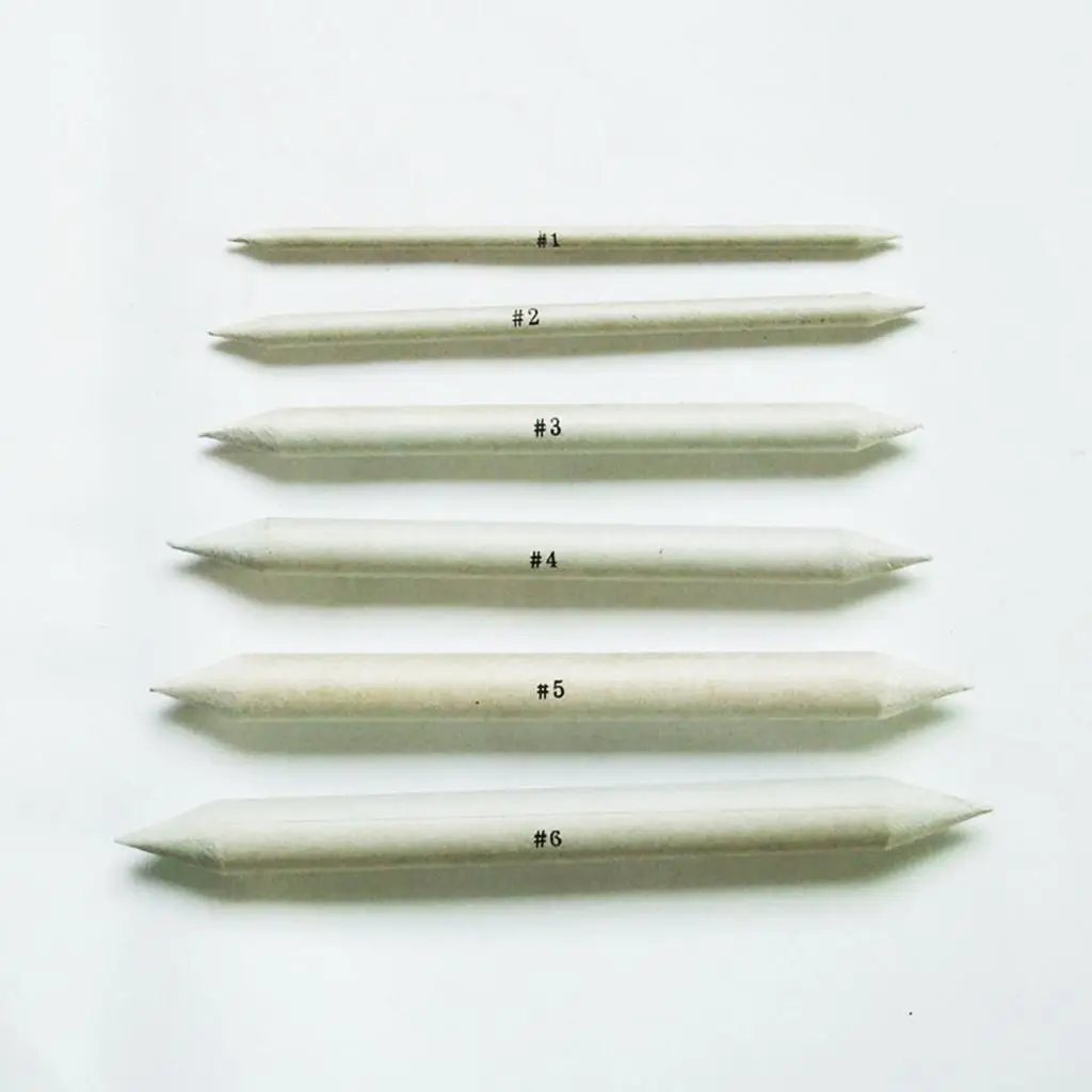 6 Pieces Double Head Sketch Paper Eraser Pen Blending Stump Pastel for for Art Painting Supplies