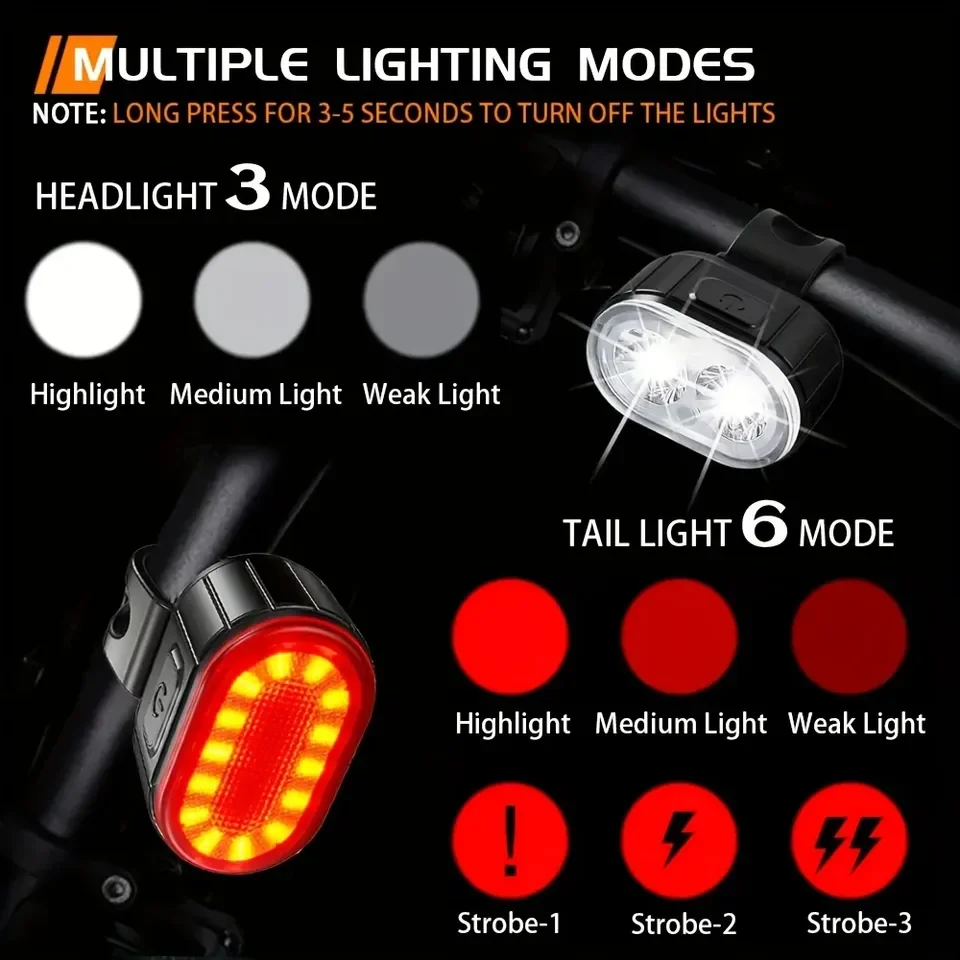 Rechargeable LED Bike Light Set - Front & Rear Bicycle Illumination System