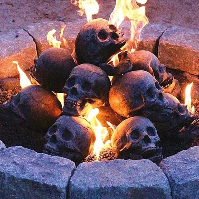 Terrifying Skull Fire Pit Halloween Decoration Reusable Ceramic Fire Pit  Simulation Skull Props Horror Ceramic Fireplace Burning - AliExpress