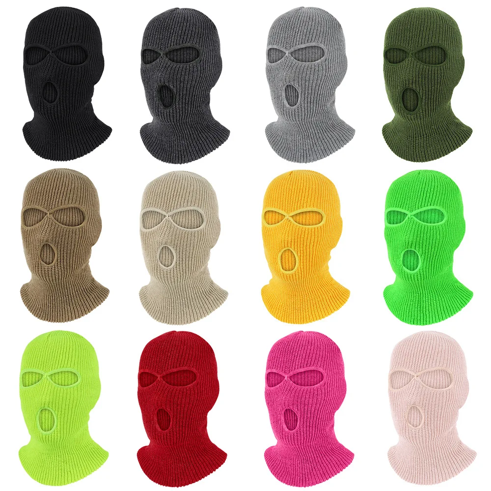 

Double Layer Knitted Cycling Face Mask, Outdoor Skiing Head Cover, Warm Head and Neck Protection, Integrated Hat, Autumn, Winter