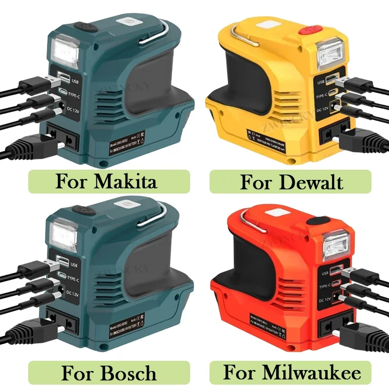 200 W Akku-Inverter-Adapter für Makita/Bosch/Dewalt/Milwaukee 18 V Li-Ionen-Akkus Outdoor Power Bank AC 120–220 V
