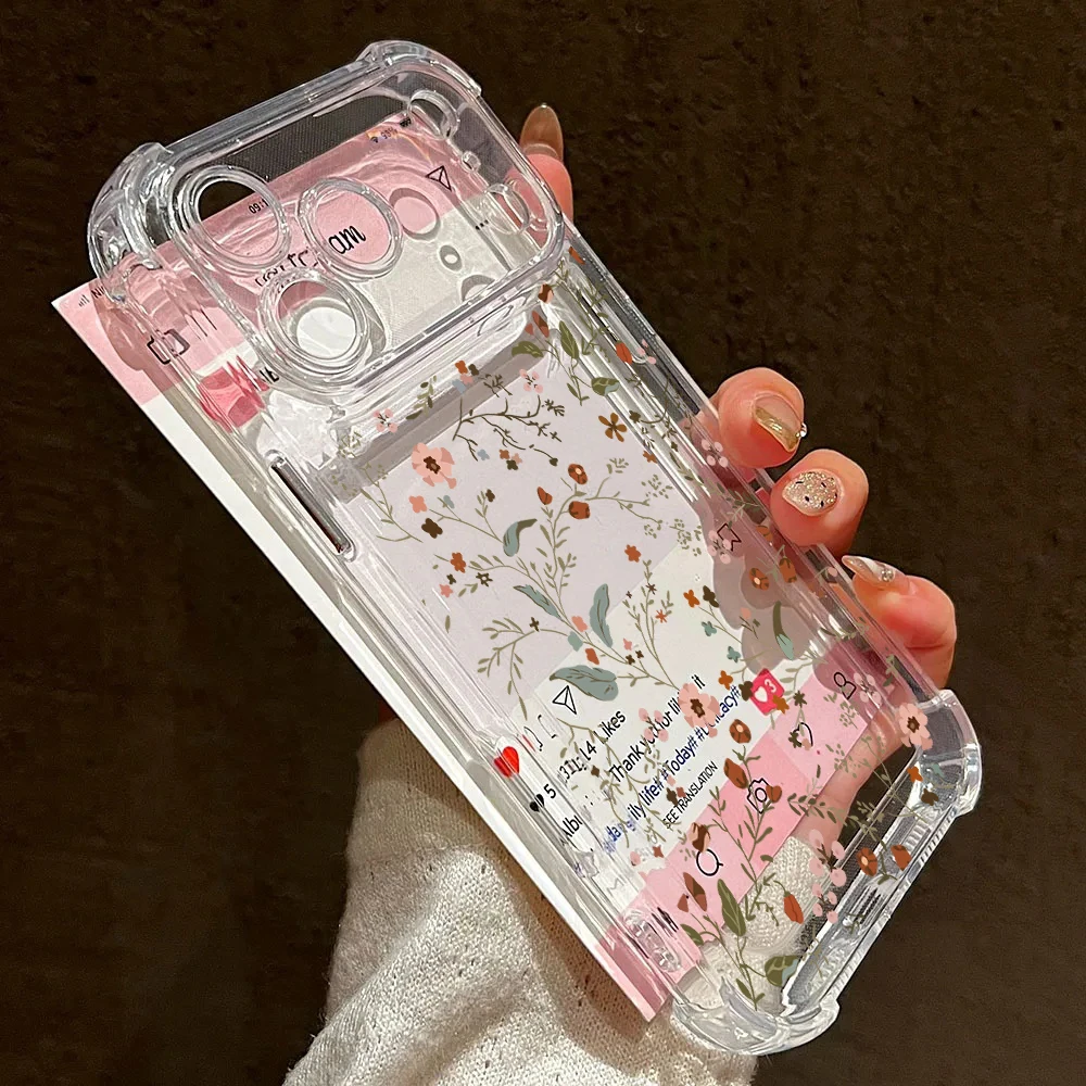 Clear Flower Leaves Shockproof Phone Case