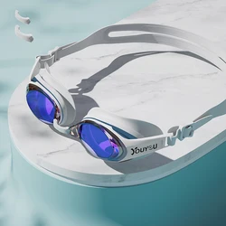 Premium Waterproof Adult Swim Goggles with Anti-Fog & UV Protection (Mirrored White)