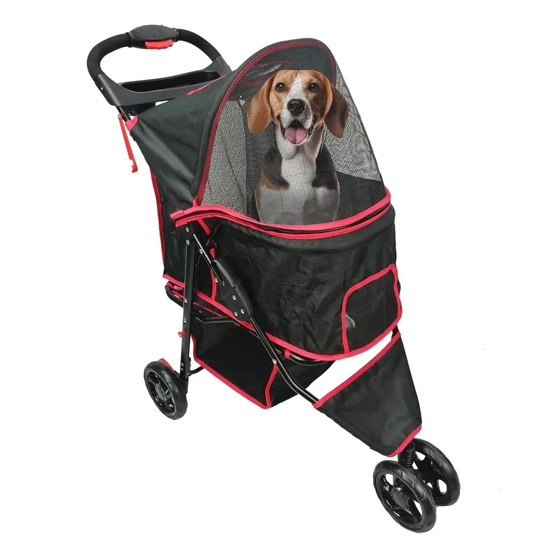 Pet Stroller for Convenience and Mobility Effortless Cat and Dog Pet Carrier Storage Compartment & Foldable