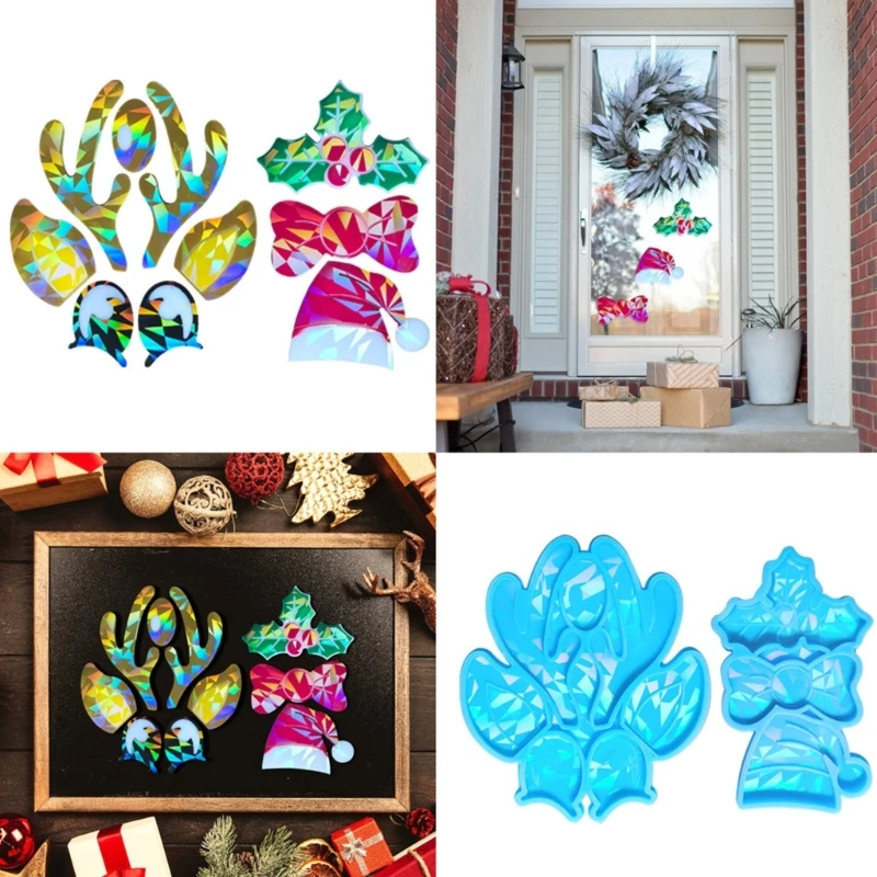 

2 шт. эпоксидная голографическая рождественская шляпа с изображением лося, орнамент, силиконовая форма для изготовления изделий