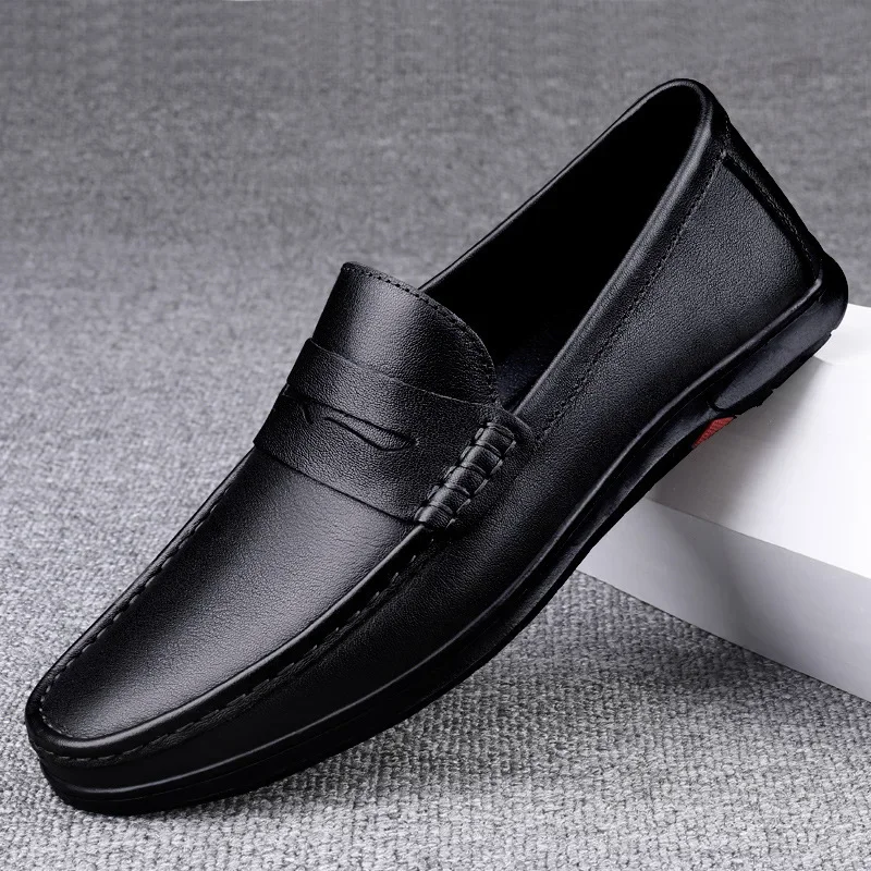 

Moccasins Loafers Men's Genuine Leather Business High-End Soft Bottom Business Office Slip-on
