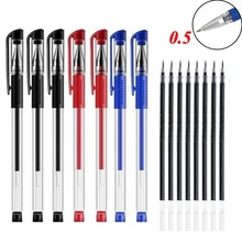 

12 pcs Gel Pen 0.5mm Black Red Blue Bullet Replaceable Refills Quick Dry not Fad for School Office Stationer