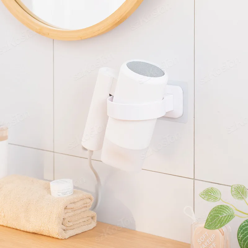 No Punching Hair Dryer Holder Adhesive Wall Mount Organizer Bath Rack Image 4