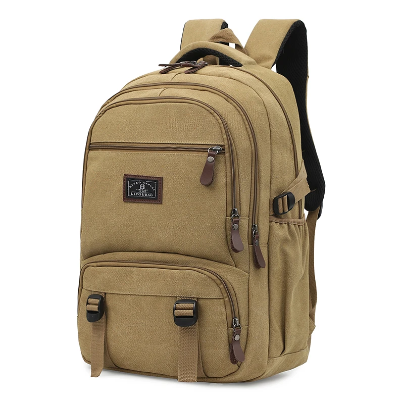 Men's canvas backpack - with laptop compartment, padded shoulder straps, high-quality backpack, travel backpack