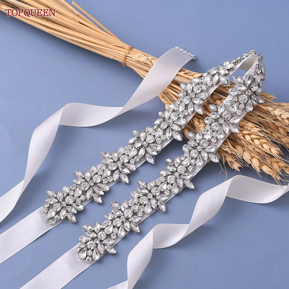 Women's Crystal Rhinestone Sashes TOPQUEEN S269 Bridesmaid Evening Party Belt Wedding Dresses Accessories Waistband Bridal Belts bridal waistband