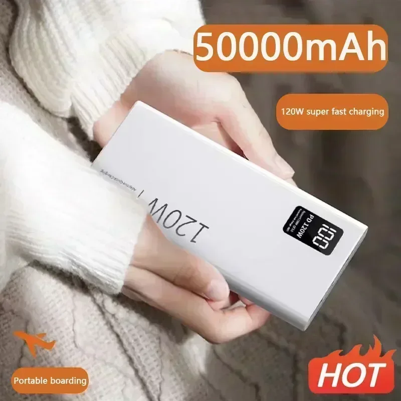 power bank 120W Power Bank 50000mAh High Capacity Super Fast Charging Portable Power Bank For iPhone Huawei Samsung External Battery