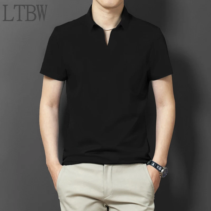 

LTBW Fast Shipping Spring/Summer Men's Short Sleeve POLO Shirt Solid Color Casual Short Sleeve Top Men's T-Shirt