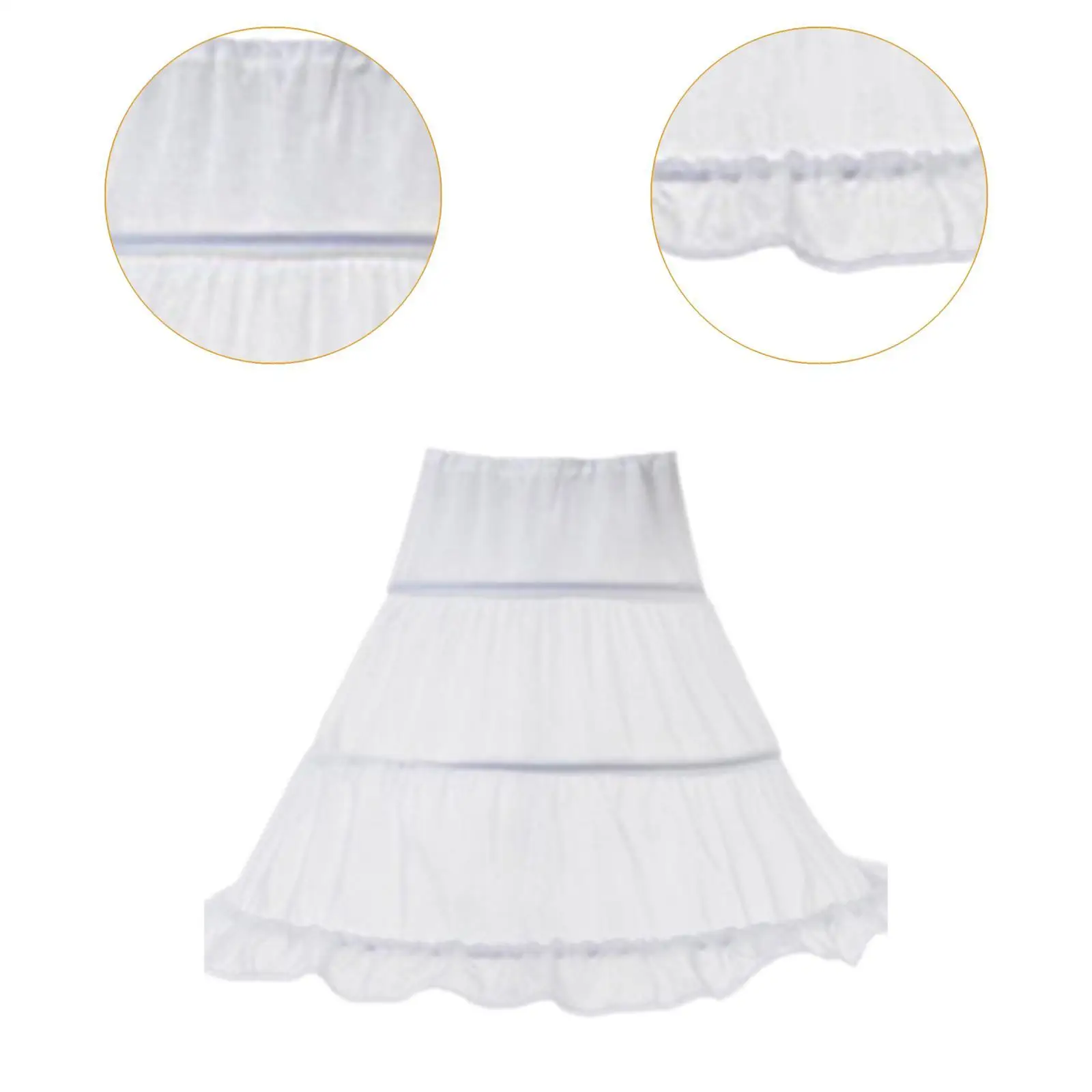 Girls 3 Hoops Petticoat White Beautiful 55 cm Lolita Crinoline Skirt for