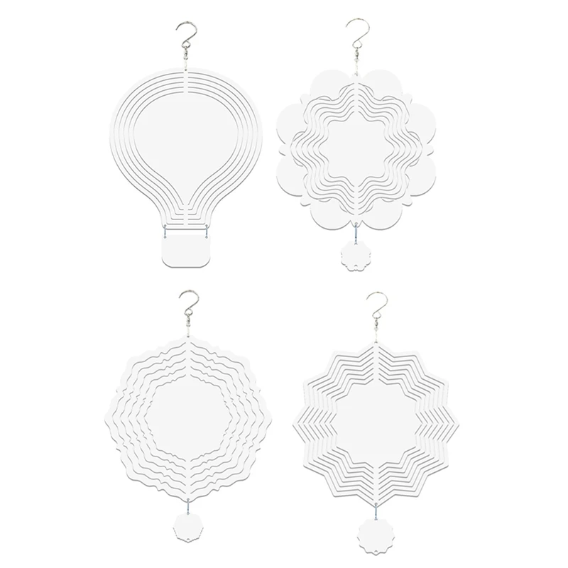 

4Pcs Sublimation Wind Spinner Blanks 3D Wind Spinners Multi-Hanging Wind Spinners For Outdoor Garden Decoration 8 Inch