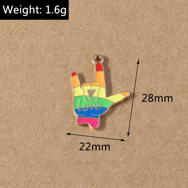 10 Stück Emaille-Regenbogen-Flaggen-Anhänger, Charms für Schmuckherstellung, Ohrringe, Halskette, DIY, Armband, Zubehör, Zubehör – Detail 10
