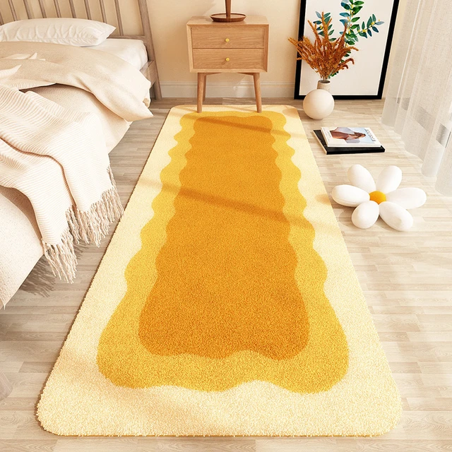 Orange Yellow Bedside Rug Soft Cashmere Rugs for Bedroom Cute Girl Ins  Style Room Rug Non-slip Washable Carpets for Living Room - AliExpress