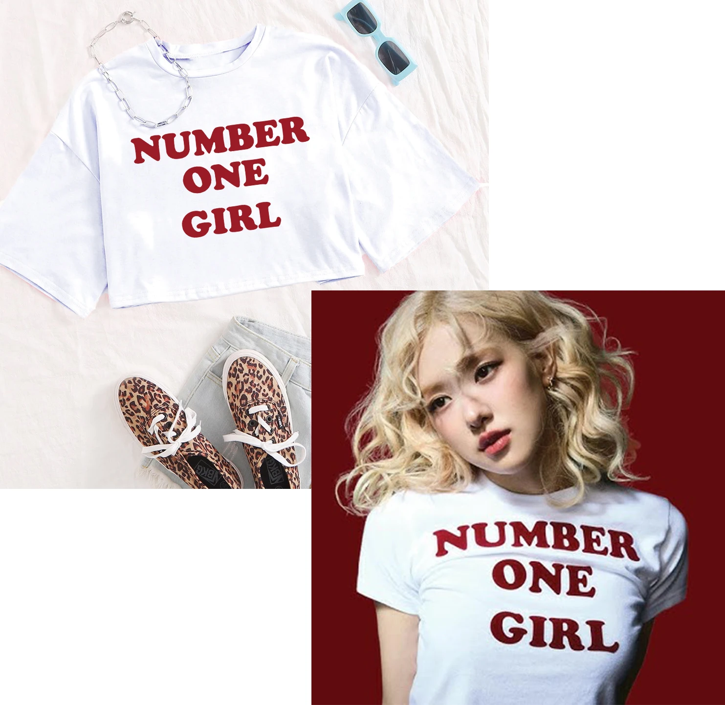 Rose Number One Girl Same Style Girls O-Neck Casual Women