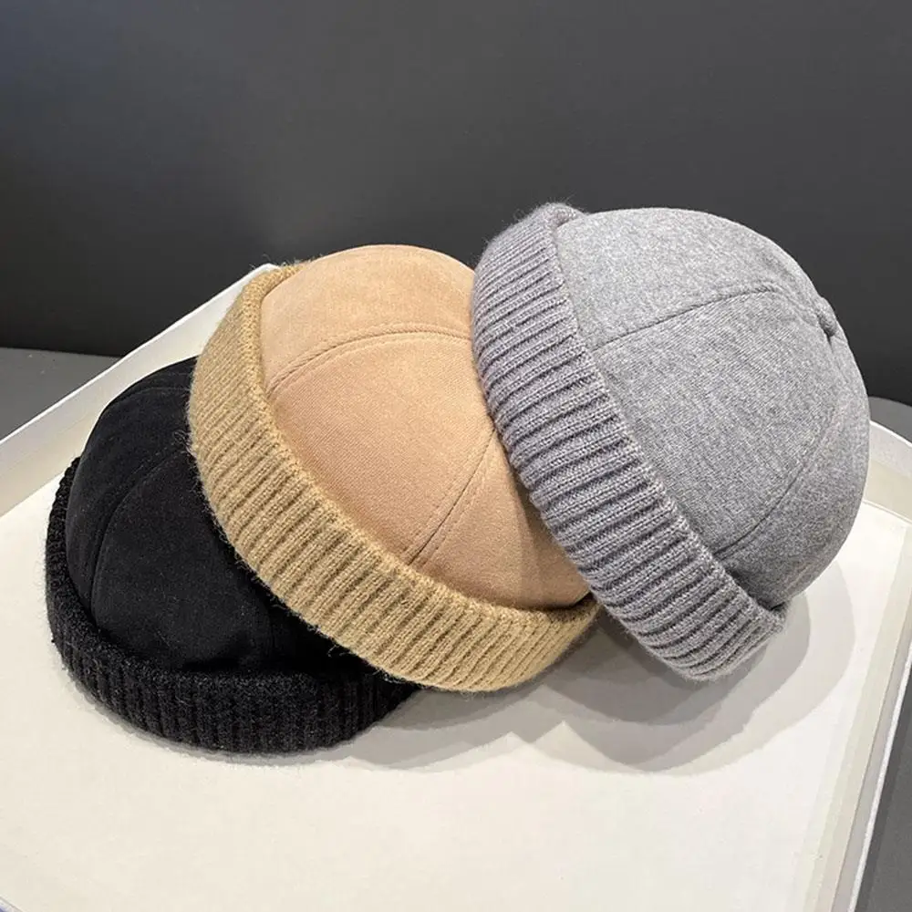 Unisex Beanies Fashionable Brimless Sailor Hat Solid Color Dome Melon Hat Men Women Docker Cap Hip Hop Street Hats Landlord Hat