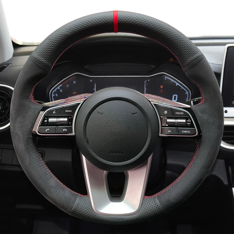 

Car Steering Wheel Cover Customized Suede Leather For Kia K5 Optima 2019 Cee'd Ceed 2019 Forte Cerato (AU) 2018 Car Accessories