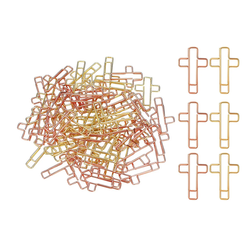 

40 Pcs Jesus Cross Shaped Clips Paperclips Documents Metal Clamps Student Office Stationery Supplies