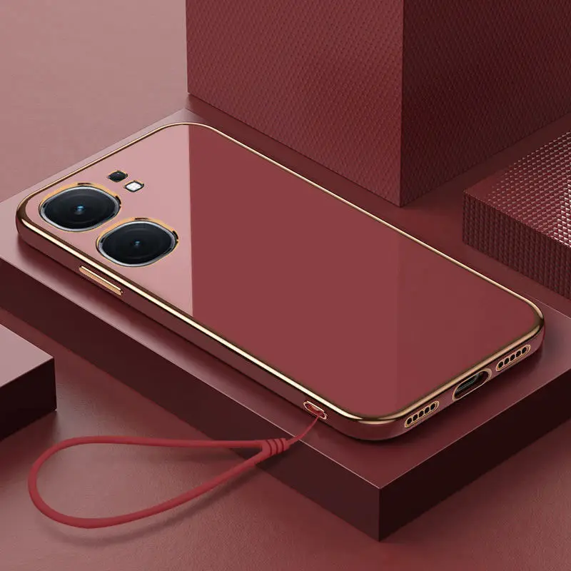 Luxury Square Plating Shockproof Phone Case with Back Cover