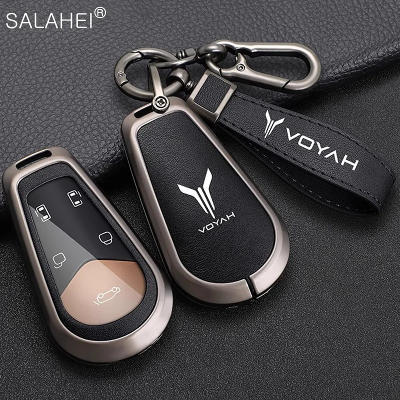 

Zinc Alloy Leather Key Case for Voyah Dream PHEV 2024 Dreamer 2022 Car Remote Holder Protection Cover Shell Keychain Accessories