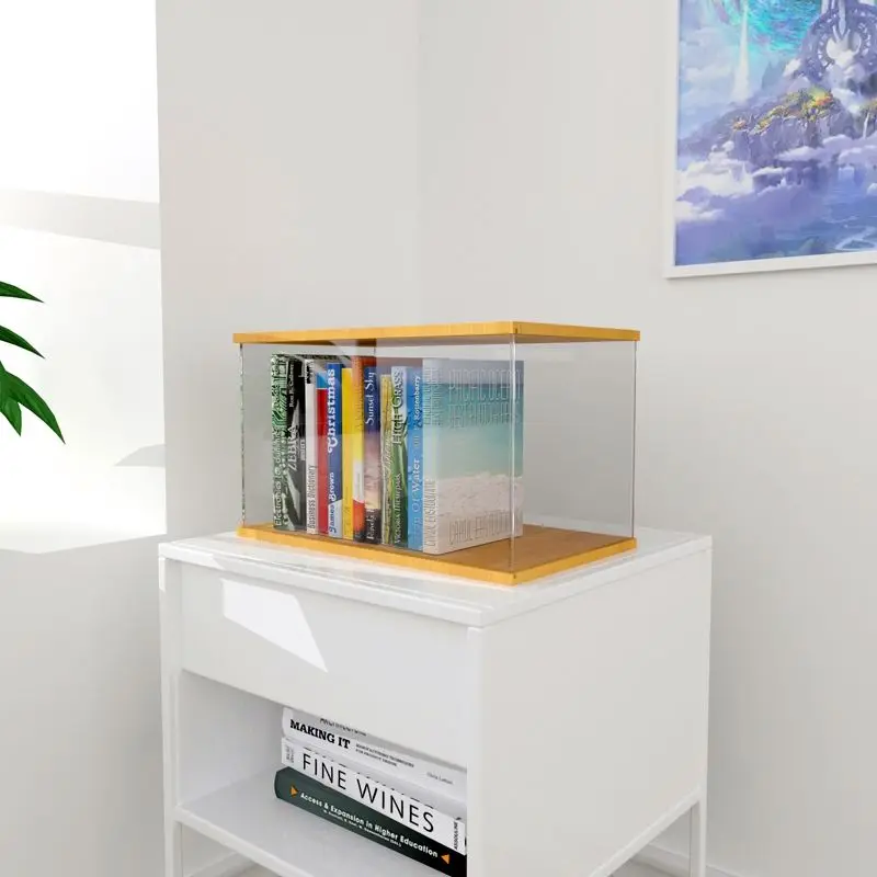 Solid Wood Transparent Storage Boxes, Stackable Dustproof Display Cabinet for Toys, Car Models, Building Blocks Display 5