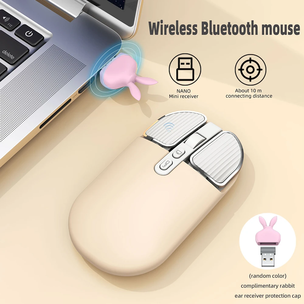Мышь компьютерная беспроводная, совместимая с Bluetooth, 2,4 ГГц