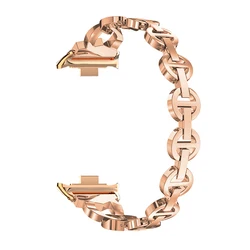 Elegant Metal Bracelet with Diamond Detailing - Premium Watchband Strap (Rose gold)