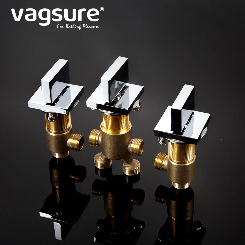 ก๊อกอ่างอาบน้ำอาบน้ำ3ชิ้นแบบแยกได้ทำจากทองเหลืองแข็งผสมก๊อกอ่างอาบน้ำฝักบัว2ทางตัวแยกทรงสี่เหลี่ยม 1