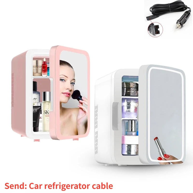 220V4LMiniFridgeLEDLightMirrorwithCarRefrigeratorCable