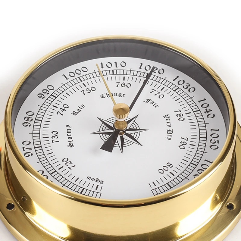 Wall Mounted Thermometer Hygrometer Barometer Watch Tidal Clock Weather Station Indoor Outdoor 115mm