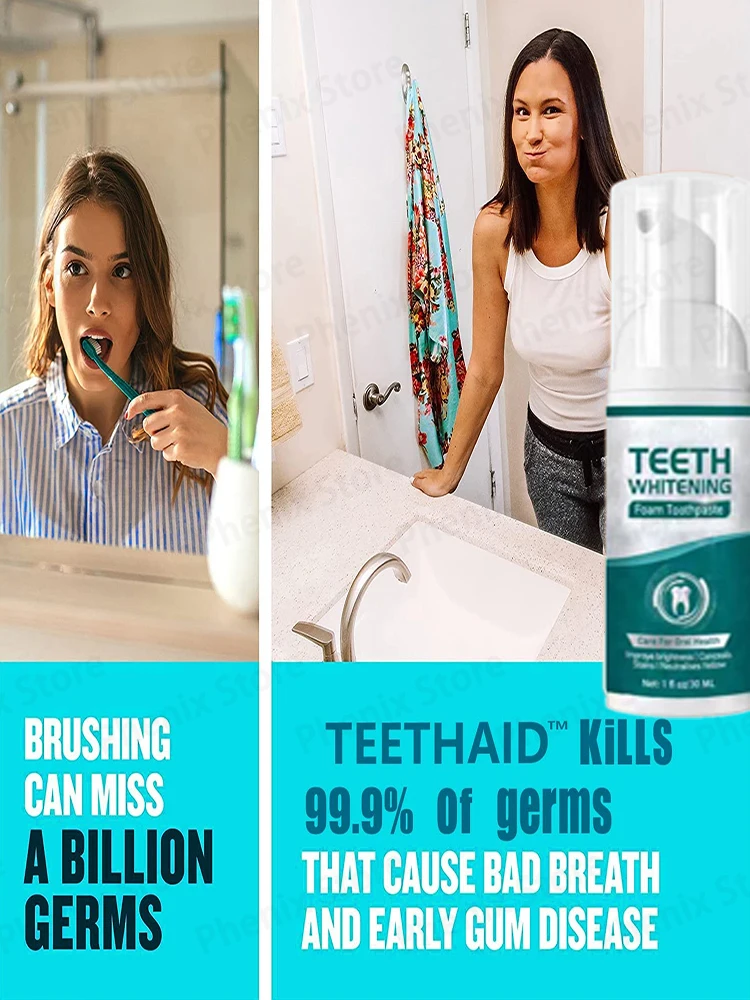 Teeth Whitening Mousse Dental Care Essence Remove Plaque Tooth Stain Gingival Repair Caries Prevention Oral Cleaning 30ml