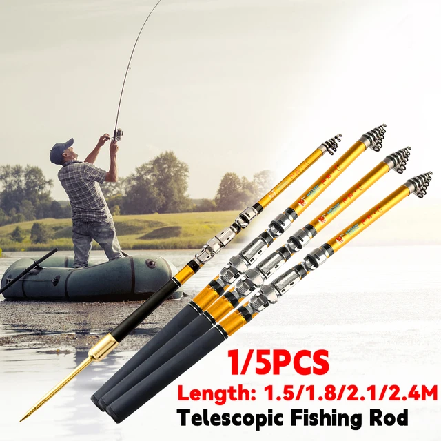 1/5PCS 1.5m/1.8m/2.1m/2.4m Spinning Fishing Rod Ultralight Carbon Fiber  Portable Telescopic Fishing Pole for Trout Carp - AliExpress