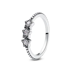 Elegant 925 Sterling Silver Crown Love Heart Wishbone Ring with Rose Gold Crystal - 5 (43)