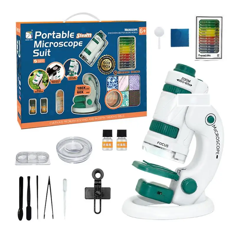 

Childrens Microscope Set Science Experiment Toys With LED Lights Experiment Activity Educational Toys Science Toys STEM Kit Kids