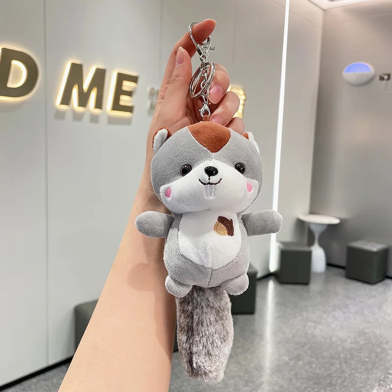 Kawaii Mini Squirrel Stuffed Animals Pendant Decorations Keychain Key Ring Backpack Squirrel Christmas Bitrhday Gift for Kids 3